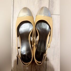 Tory Burch Beige and Metallic shoes